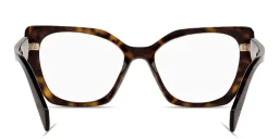 Shop PRADA Logo Signature Irregular Eyeglasses in Dark Tortoise online.