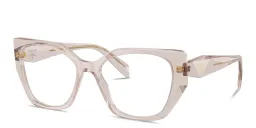 Shop PRADA Logo Print Irregular Eyeglasses in Cold Mauve online.