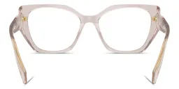 Shop PRADA Logo Print Irregular Eyeglasses in Cold Mauve online.