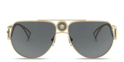 Shop VERSACE Medusa Pilot Sunglasses in Gold online.