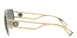 Shop VERSACE Medusa Pilot Sunglasses in Gold online.