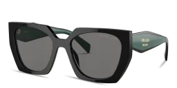 Shop PRADA Logo Signature Rectangle Sunglasses in Black online.