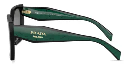 Shop PRADA Logo Signature Rectangle Sunglasses in Black online.