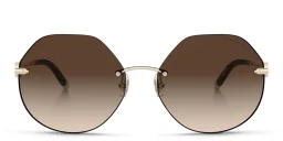 Shop TIFFANY Irregular Sunglasses in Pale Gold online.