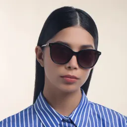 Shop BVLGARI Cat Eye Sunglasses in Black online.