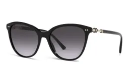 Shop BVLGARI Cat Eye Sunglasses in Black online.