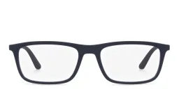 Shop Emporio Armani Rectangle Eyeglasses in Blue online.