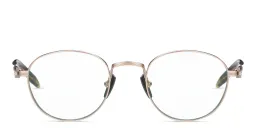 Shop AKONI Pioneer Unisex Round Eyeglasses in Gold online.