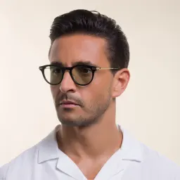 Shop AKONI Gemini Unisex Round Eyeglasses in Black online.