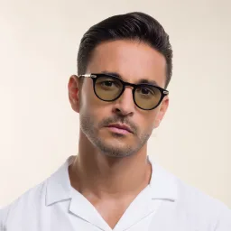 Shop AKONI Gemini Unisex Round Eyeglasses in Black online.