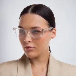 Shop AKONI Gamma Cat Eye Eyeglasses in Clear online.