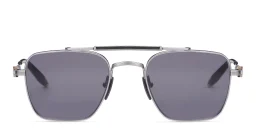 Shop AKONI Europa Unisex Square Sunglasses in Silver online.