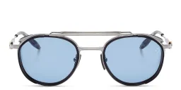 Shop AKONI Skymapper Unisex Round Sunglasses in Silver online.