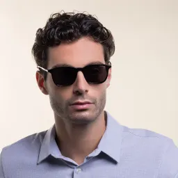 Shop MONTBLANC Square Sunglasses in Black online.