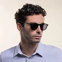 Shop MONTBLANC Square Sunglasses in Black online.