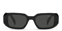 Shop PRADA Rectangle Sunglasses in Black online.