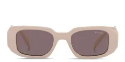 Shop PRADA Rectangle Sunglasses in Shiny Beige online.