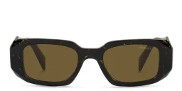 Shop PRADA Rectangle Sunglasses in Black online.
