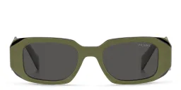 Shop PRADA Rectangle Sunglasses in Green online.