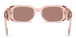Shop PRADA Logo Rectangle Sunglasses in Transparent Peach online.