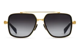 Shop BALMAIN Officier Unisex Square Sunglasses in Gold online.