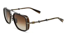 Shop BALMAIN Officier Unisex Square Sunglasses in Black online.