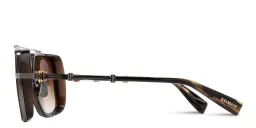 Shop BALMAIN Officier Unisex Square Sunglasses in Black online.