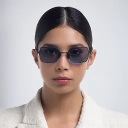 Shop BALMAIN Brigade-III Unisex Rectangle Sunglasses in Black online.