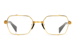 Shop BALMAIN Brigade-III Unisex Rectangle Eyeglasses in Gold online.
