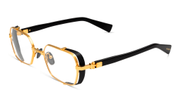 Shop BALMAIN Brigade-III Unisex Rectangle Eyeglasses in Gold online.