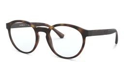 Shop Emporio Armani Round Eyeglasses in Matte Havana online.