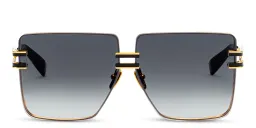 Shop BALMAIN Unisex Oversized Square Sunglasses in Black Gold online.