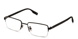 Shop MONTBLANC Half Rim Wide Rectangle Eyeglasses in Black online.