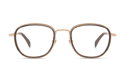 Shop DAVID BECKHAM Square Eyeglasses in Gold Grey online.