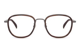 Shop DAVID BECKHAM Square Eyeglasses in Dark Ruthenium Brown online.