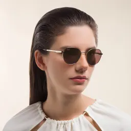 Shop Maui Jim Hukilau 845 Unisex Round Sunglasses in Gold online.