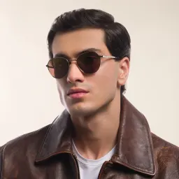Shop Maui Jim Hukilau 845 Unisex Round Sunglasses in Gold online.