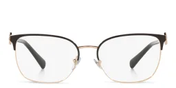 Shop BVLGARI Rectangle Eyeglasses in Pink Gold/Black online.