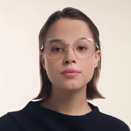 Shop Dolce & Gabbana Wide Round Eyeglasses in Gold online.
