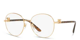 Shop Dolce & Gabbana Wide Round Eyeglasses in Gold online.