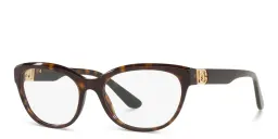 Shop Dolce & Gabbana Wide Cat Eye Eyeglasses in Havana online.