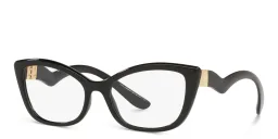 Shop Dolce & Gabbana Wide Cat Eye Eyeglasses in Black online.