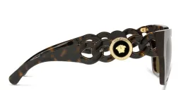 Shop VERSACE Medusa Chain Square Sunglasses in Havana online.