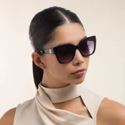 Shop BURBERRY Square Sunglasses in Black online.
