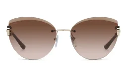 Shop BVLGARI Rimless Cat-Eye Sunglasses in Pale Gold online.