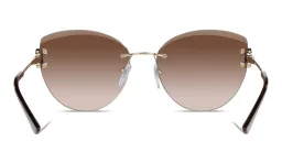Shop BVLGARI Rimless Cat-Eye Sunglasses in Pale Gold online.