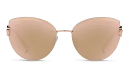 Shop BVLGARI Rimless Cat-Eye Sunglasses in Pink Gold online.