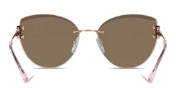 Shop BVLGARI Rimless Cat Eye Sunglasses in Pink Gold online.