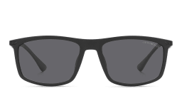 Shop Emporio Armani Rectangle Sunglasses in Matte Black online.