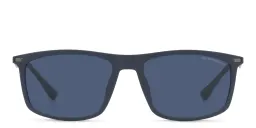 Shop Emporio Armani Rectangle Sunglasses in Matte Blue online.